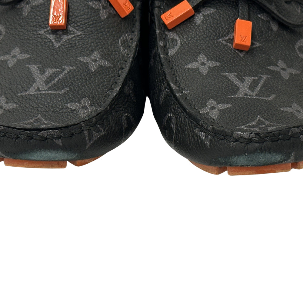 LOUIS VUITTON ルイ・ヴィトン LVドライバー ローファー モノグラム エクリプス ブラック グレー モノグラムエクリプス メンズ 【中古】