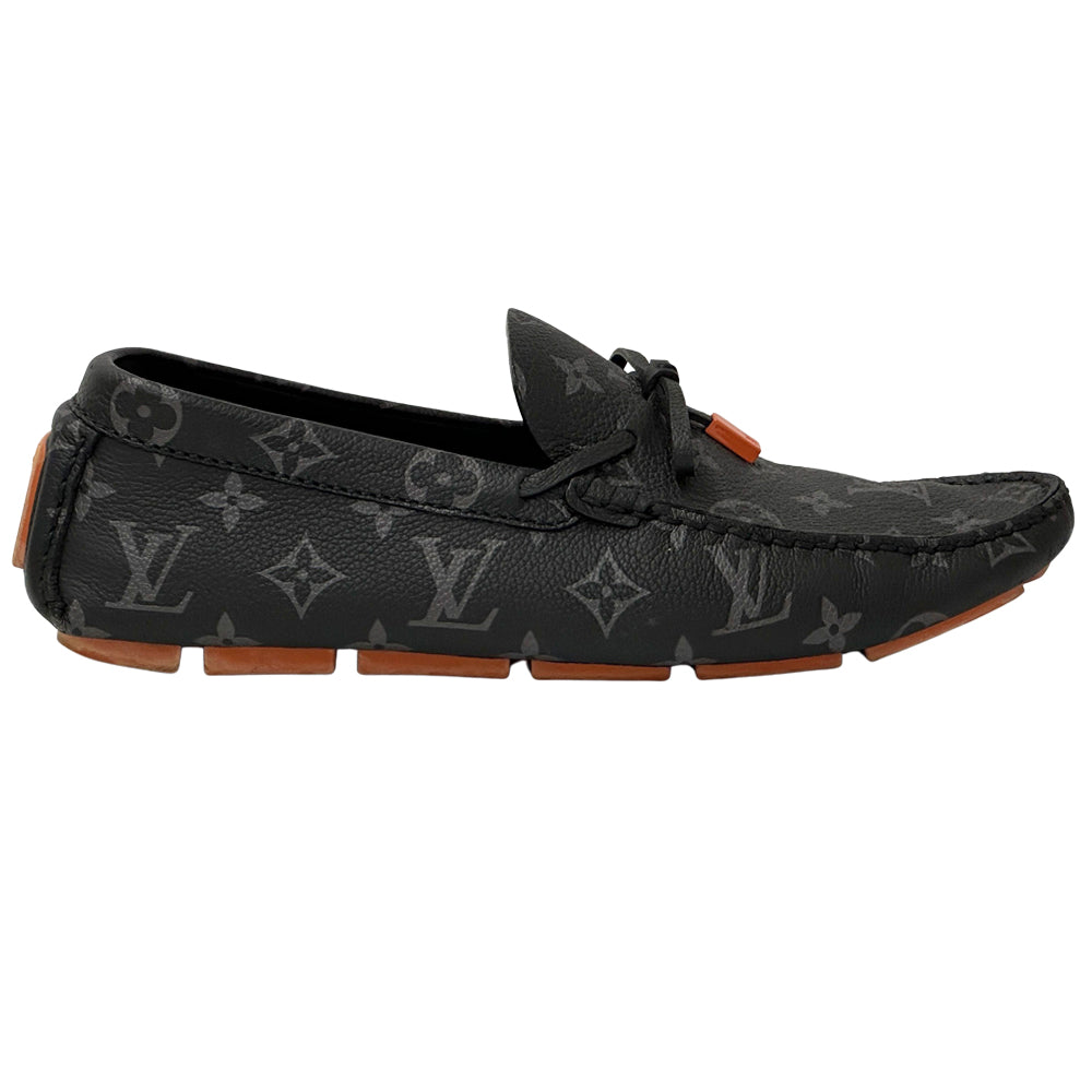 LOUIS VUITTON ルイ・ヴィトン LVドライバー ローファー モノグラム エクリプス ブラック グレー モノグラムエクリプス メンズ 【中古】