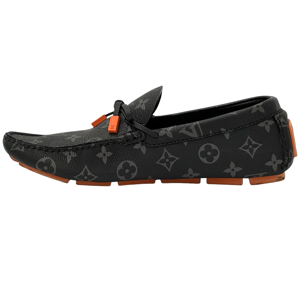 LOUIS VUITTON ルイ・ヴィトン LVドライバー ローファー モノグラム エクリプス ブラック グレー モノグラムエクリプス メンズ 【中古】