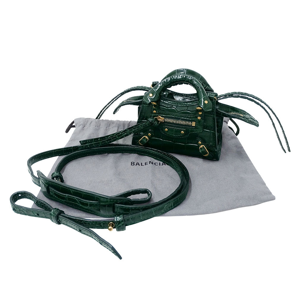 BALENCIAGA バレンシアガ ネオクラシック スーパーナノ 2wayバッグ グリーン 669537 レザー レディース 【中古】