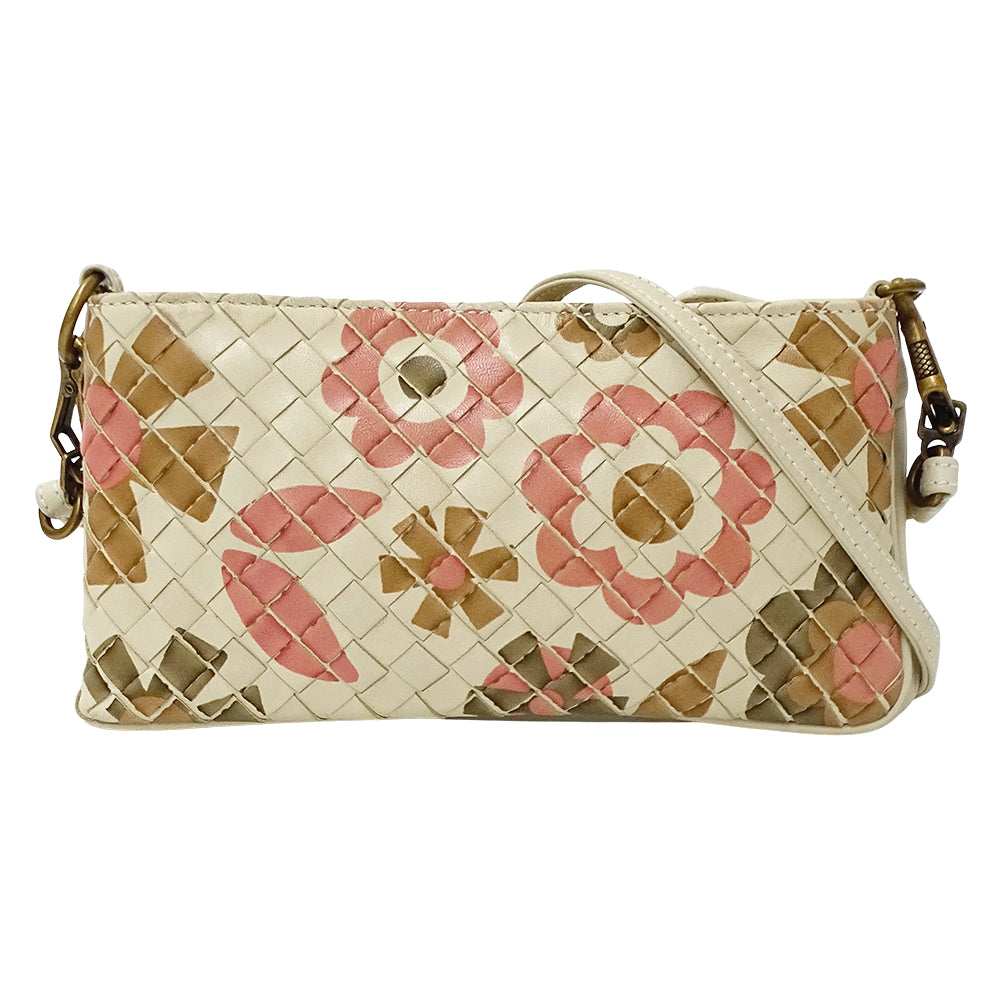 BOTTEGAVENETA ボッテガ・ヴェネタ ショルダーバッグ イントレチャート アイボリー～ベージュ ピンク レザー レディース 【中古】