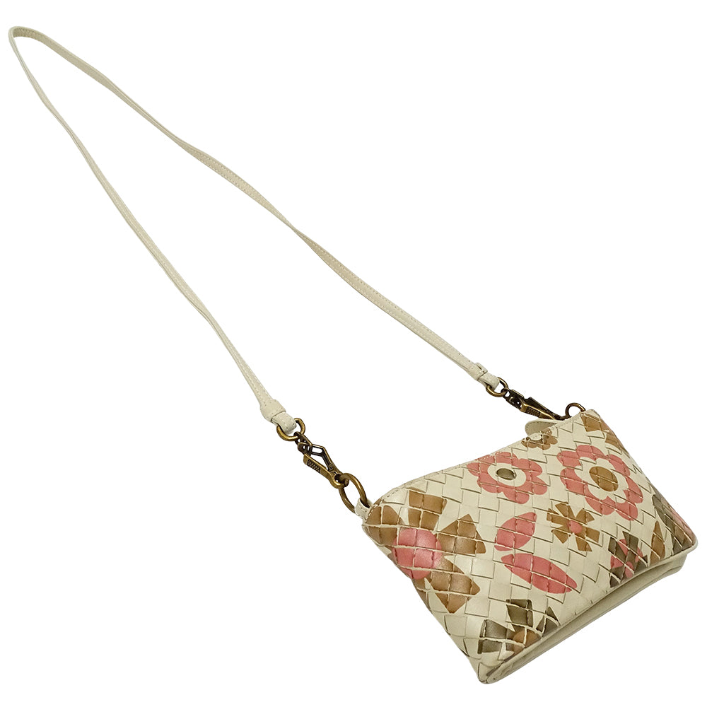 BOTTEGAVENETA ボッテガ・ヴェネタ ショルダーバッグ イントレチャート アイボリー～ベージュ ピンク レザー レディース 【中古】