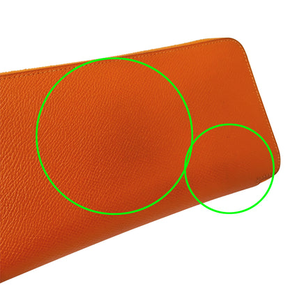 HERMES エルメス アザップ シルクイン クラシック 長財布 オレンジ シルバー金具 ヴォーエプソン レディース 【中古】