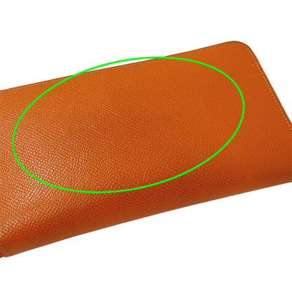 HERMES エルメス アザップ シルクイン クラシック 長財布 オレンジ シルバー金具 ヴォーエプソン レディース 【中古】
