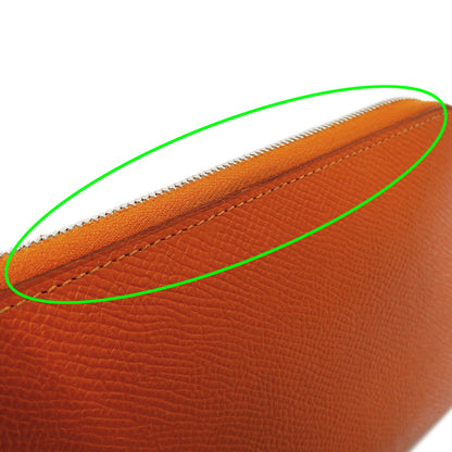 HERMES エルメス アザップ シルクイン クラシック 長財布 オレンジ シルバー金具 ヴォーエプソン レディース 【中古】