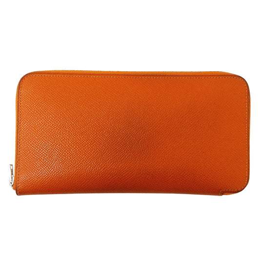 HERMES エルメス アザップ シルクイン クラシック 長財布 オレンジ シルバー金具 ヴォーエプソン レディース 【中古】