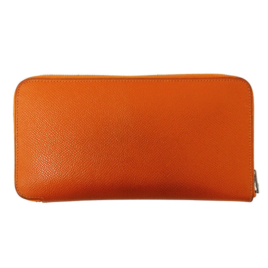 HERMES エルメス アザップ シルクイン クラシック 長財布 オレンジ シルバー金具 ヴォーエプソン レディース 【中古】