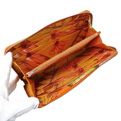 HERMES エルメス アザップ シルクイン クラシック 長財布 オレンジ シルバー金具 ヴォーエプソン レディース 【中古】