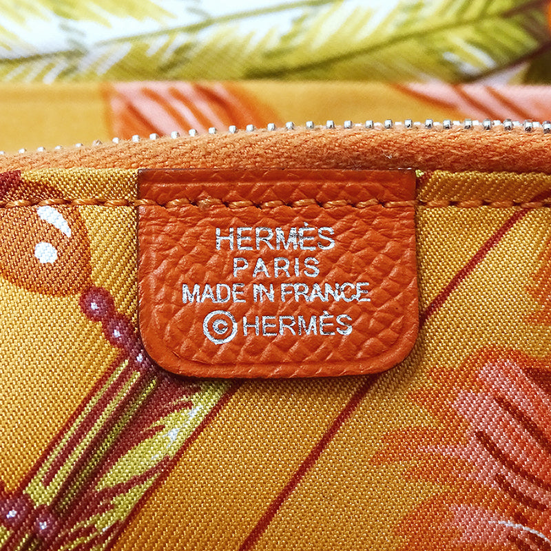 HERMES エルメス アザップ シルクイン クラシック 長財布 オレンジ シルバー金具 ヴォーエプソン レディース 【中古】