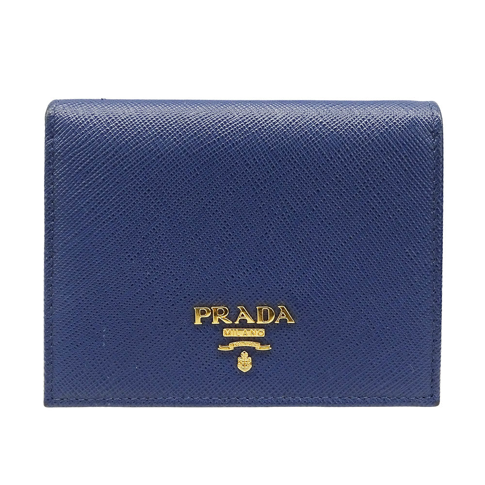 PRADA プラダ 二つ折り財布 ネイビー 1MV204 レディース メンズ 【中古】