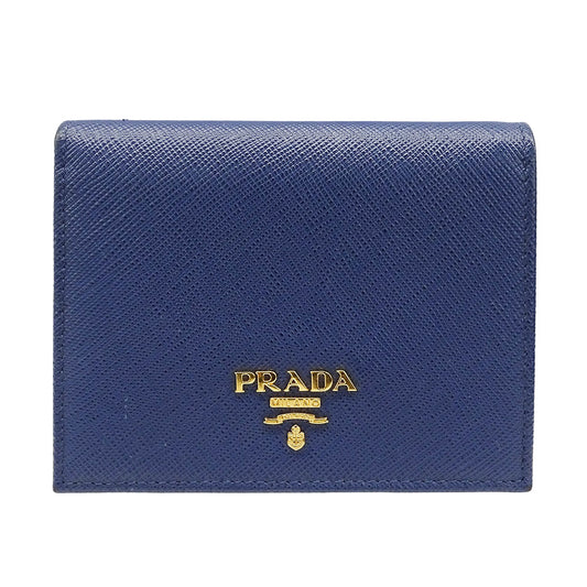 PRADA プラダ 二つ折り財布 ネイビー 1MV204 レディース メンズ 【中古】