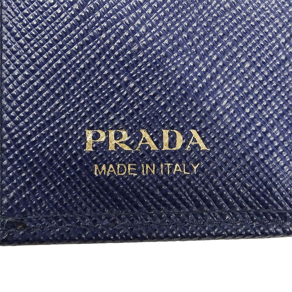 PRADA プラダ 二つ折り財布 ネイビー 1MV204 レディース メンズ 【中古】