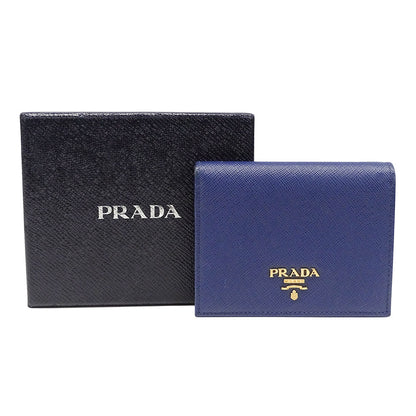 PRADA プラダ 二つ折り財布 ネイビー 1MV204 レディース メンズ 【中古】