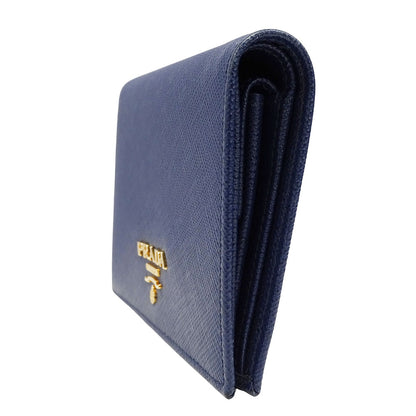 PRADA プラダ 二つ折り財布 ネイビー 1MV204 レディース メンズ 【中古】