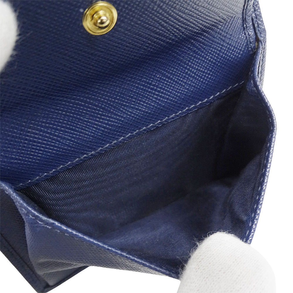 PRADA プラダ 二つ折り財布 ネイビー 1MV204 レディース メンズ 【中古】