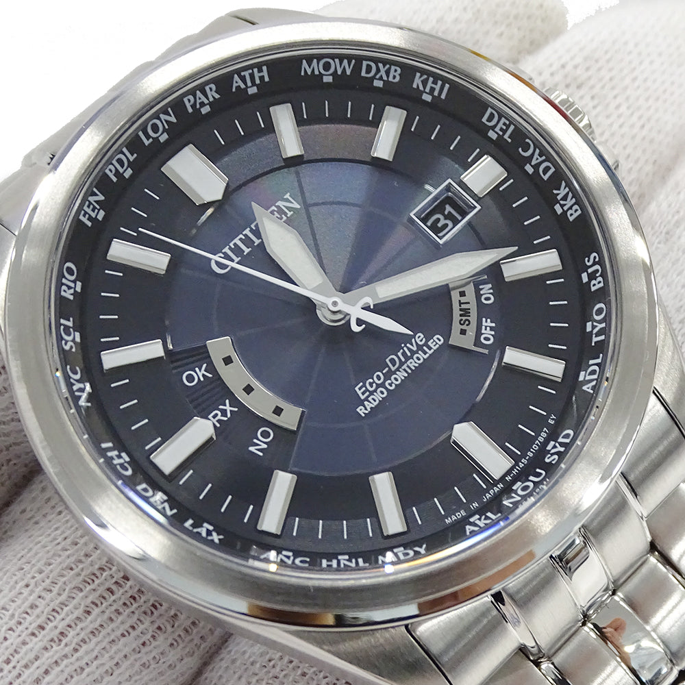 CITIZEN シチズン コレクション CB0011-69L メンズ 腕時計 エコドライブ ソーラー 電波 ステンレス SS シルバー ネイビー 【中古】