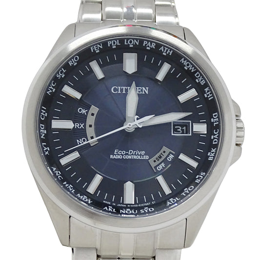 CITIZEN シチズン コレクション CB0011-69L メンズ 腕時計 エコドライブ ソーラー 電波 ステンレス SS シルバー ネイビー 【中古】