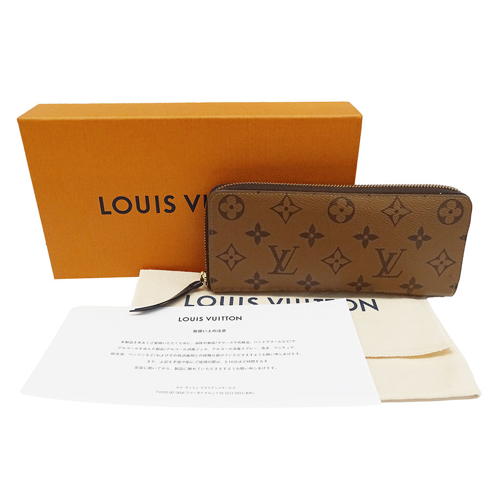 LOUIS VUITTON ルイ・ヴィトン ポルトフォイユ・クレマンス 長財布 モノグラムリバース ブラウン M82336 レディース 【中古】