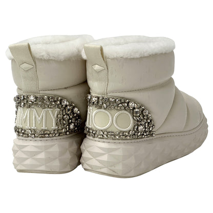 JIMMY CHOO ジミーチュウ ムートンブーツ ブーツ ホワイト レザー レディース 【中古】