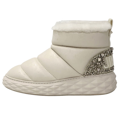 JIMMY CHOO ジミーチュウ ムートンブーツ ブーツ ホワイト レザー レディース 【中古】