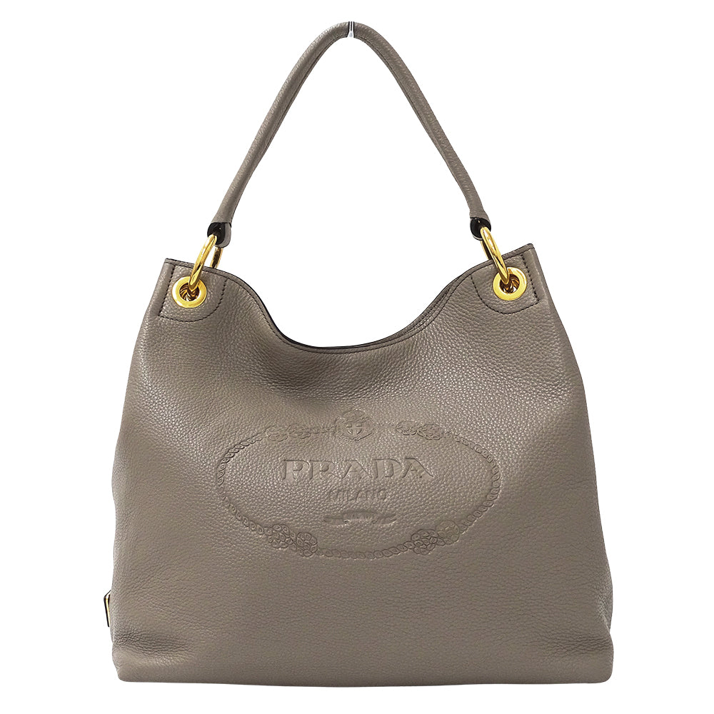 PRADA プラダ ショルダーバッグ グレージュ 1BC051 レザー レディース 【中古】