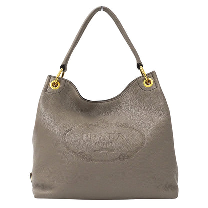 PRADA プラダ ショルダーバッグ グレージュ 1BC051 レザー レディース 【中古】