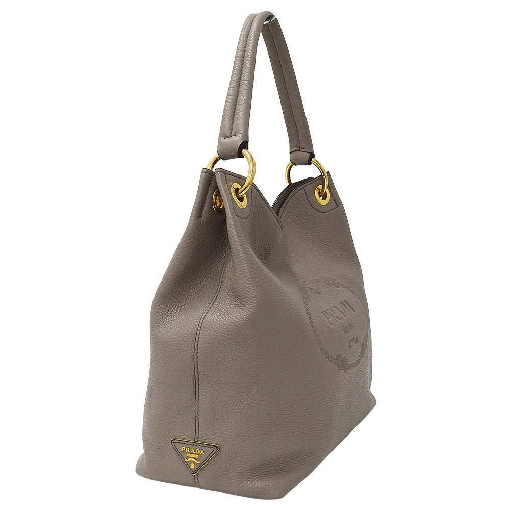 PRADA プラダ ショルダーバッグ グレージュ 1BC051 レザー レディース 【中古】