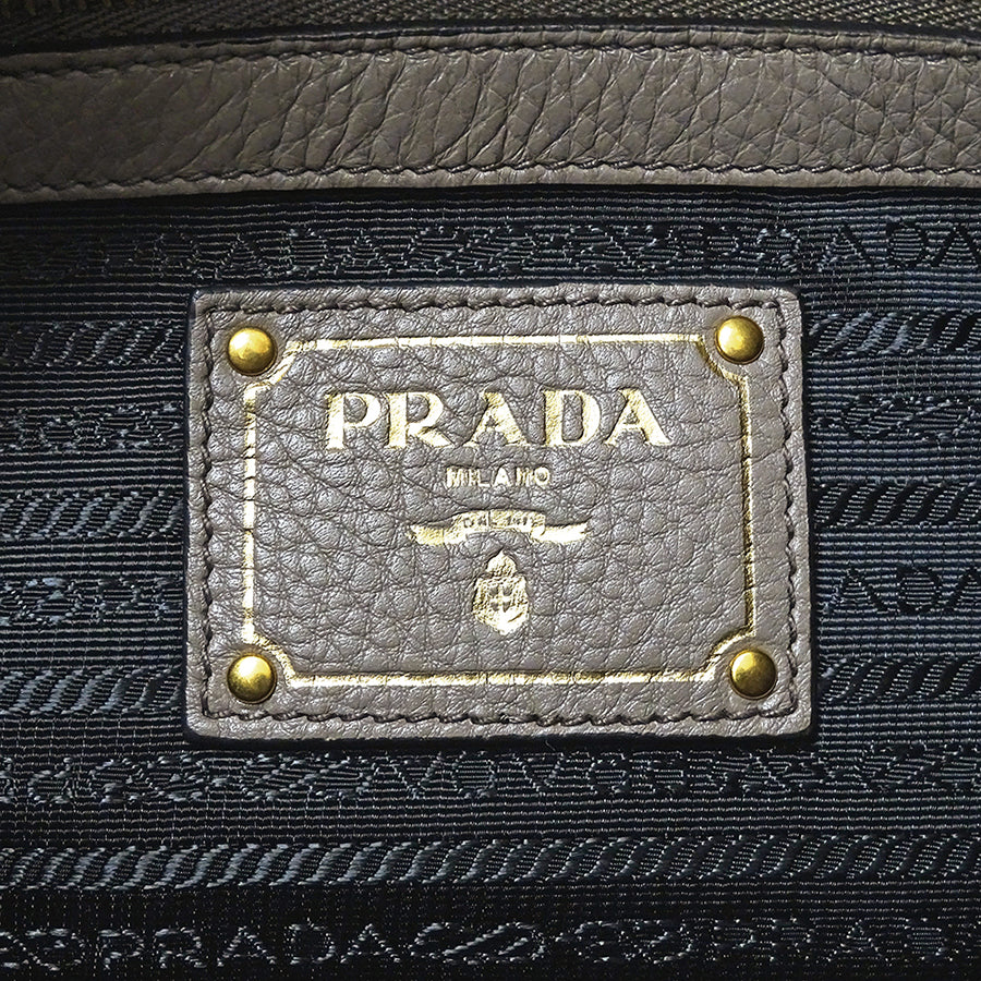 PRADA プラダ ショルダーバッグ グレージュ 1BC051 レザー レディース 【中古】
