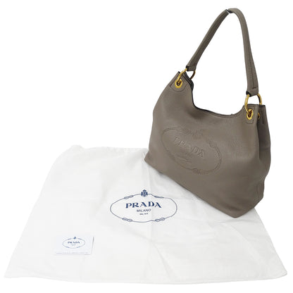 PRADA プラダ ショルダーバッグ グレージュ 1BC051 レザー レディース 【中古】
