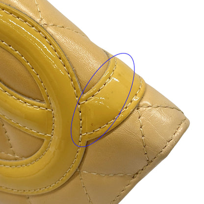 CHANEL シャネル 二つ折り財布 カンボン ベージュ オレンジ レザー レディース 【中古】