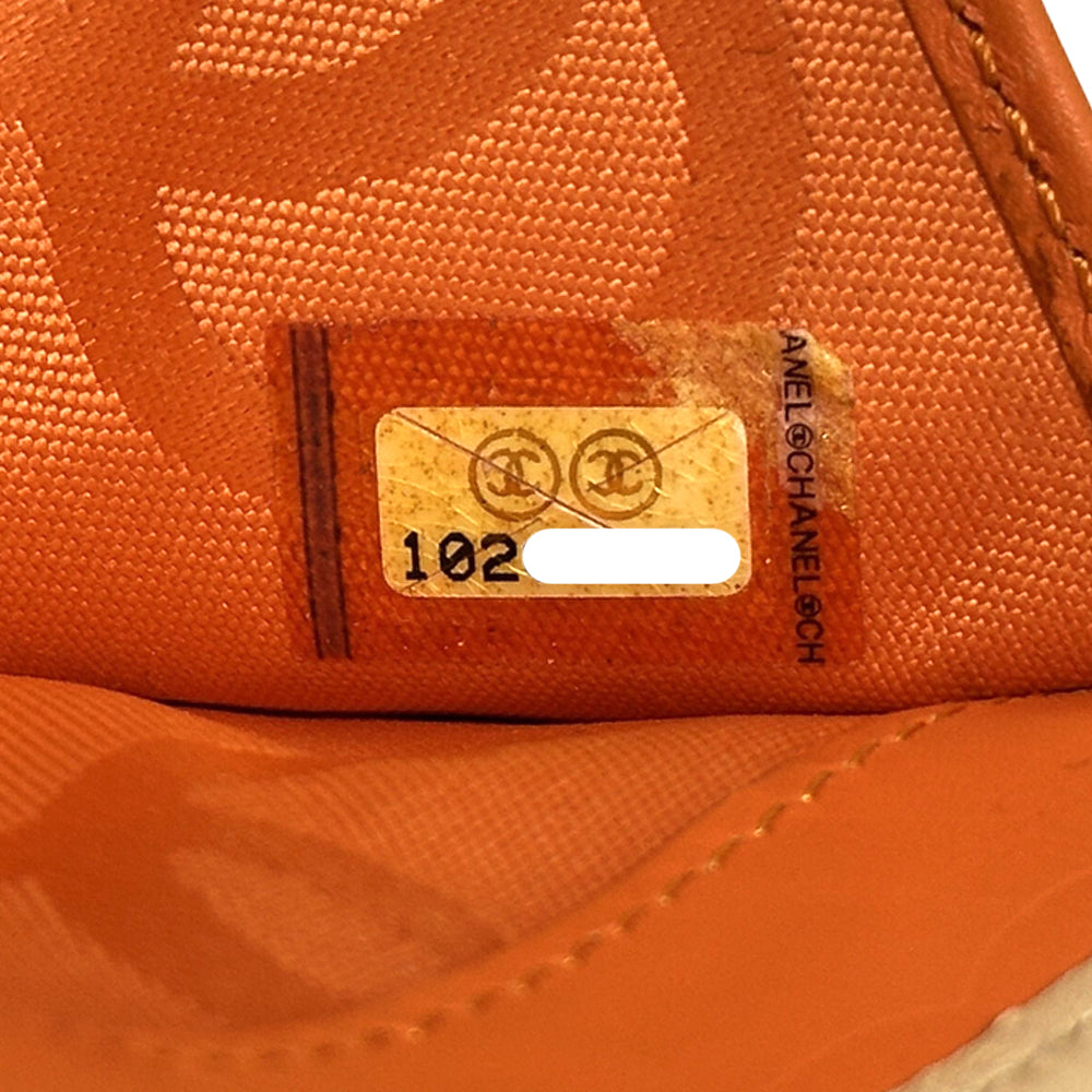 CHANEL シャネル 二つ折り財布 カンボン ベージュ オレンジ レザー レディース 【中古】