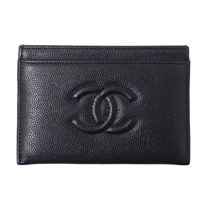 CHANEL シャネル カードケース ブラック キャビアスキン レディース 【中古】