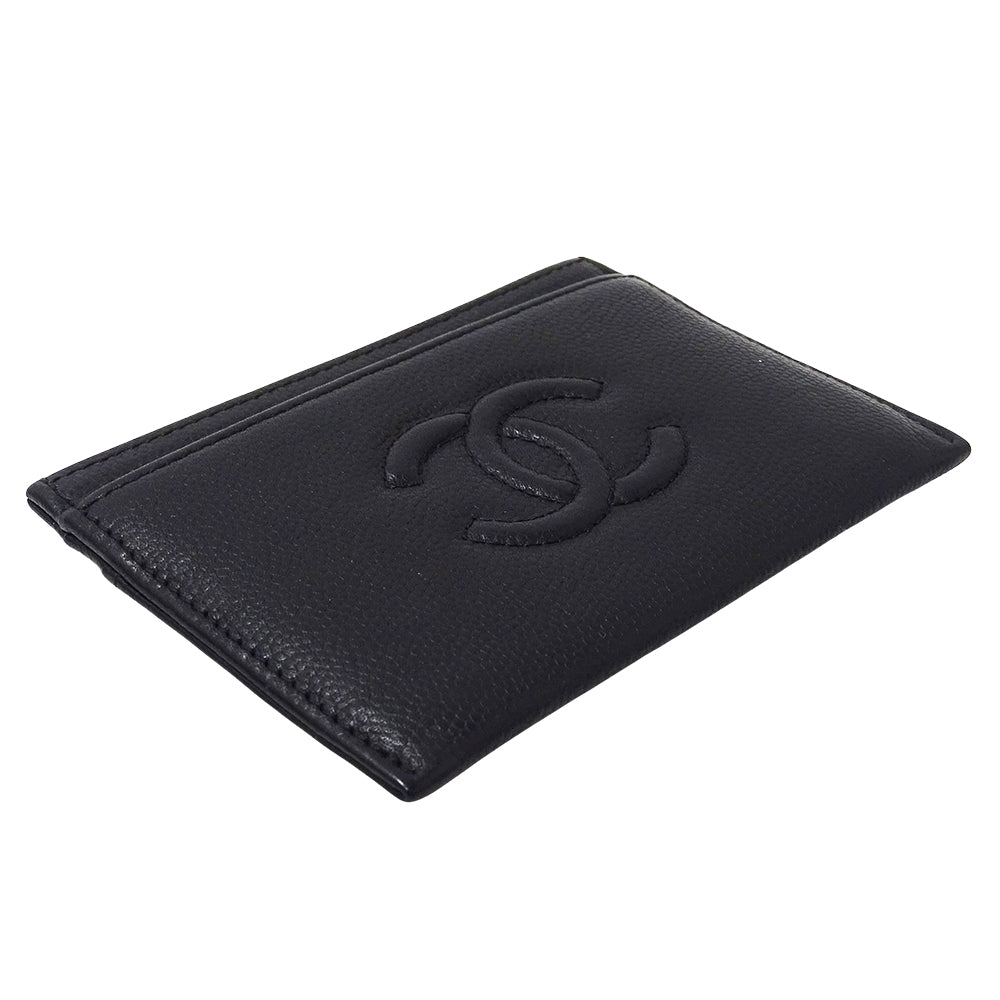 CHANEL シャネル カードケース ブラック キャビアスキン レディース 【中古】