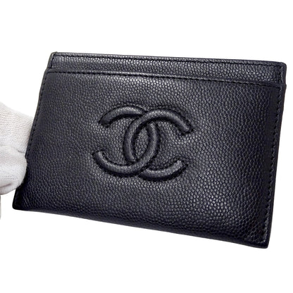 CHANEL シャネル カードケース ブラック キャビアスキン レディース 【中古】