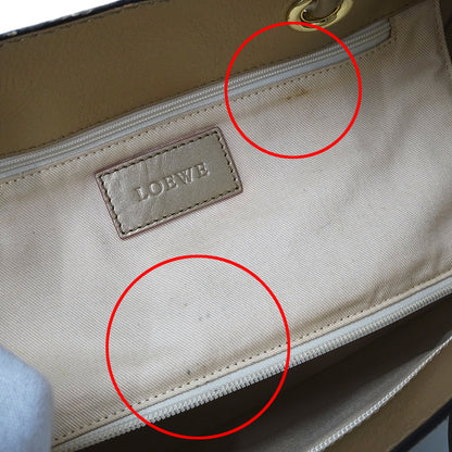 LOEWE ロエベ アナグラム ショッパーバッグ トートバッグ ゴールド ブラウン スエード レディース 【中古】