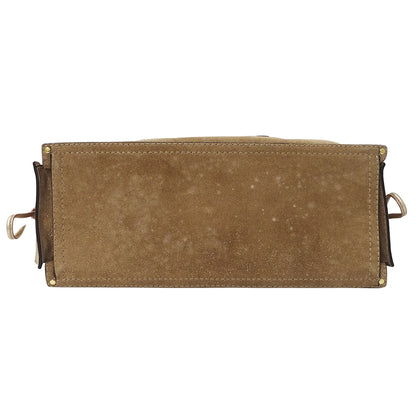 LOEWE ロエベ アナグラム ショッパーバッグ トートバッグ ゴールド ブラウン スエード レディース 【中古】