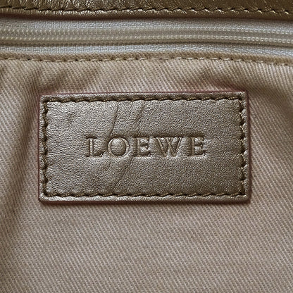 LOEWE ロエベ アナグラム ショッパーバッグ トートバッグ ゴールド ブラウン スエード レディース 【中古】