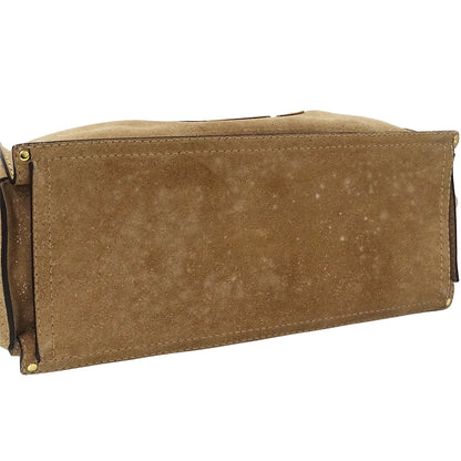 LOEWE ロエベ アナグラム ショッパーバッグ トートバッグ ゴールド ブラウン スエード レディース 【中古】