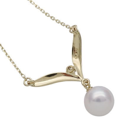 MIKIMOTO ミキモト ネックレス K18YG イエローゴールド パール ダイヤモンド レディース 磨き済み 【中古】
