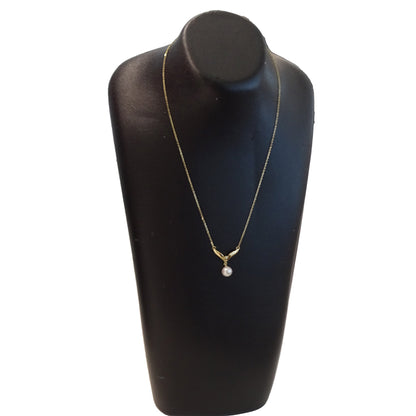 MIKIMOTO ミキモト ネックレス K18YG イエローゴールド パール ダイヤモンド レディース 磨き済み 【中古】
