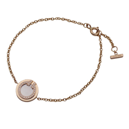 TIFFANY&Co. ティファニー Tトゥ サークル ブレスレット 750PG ピンクゴールド ダイヤモンド マザーオブパール レディース 磨き済み 【中古】