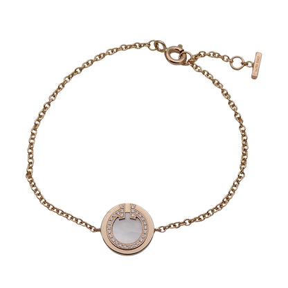 TIFFANY&Co. ティファニー Tトゥ サークル ブレスレット 750PG ピンクゴールド ダイヤモンド マザーオブパール レディース 磨き済み 【中古】