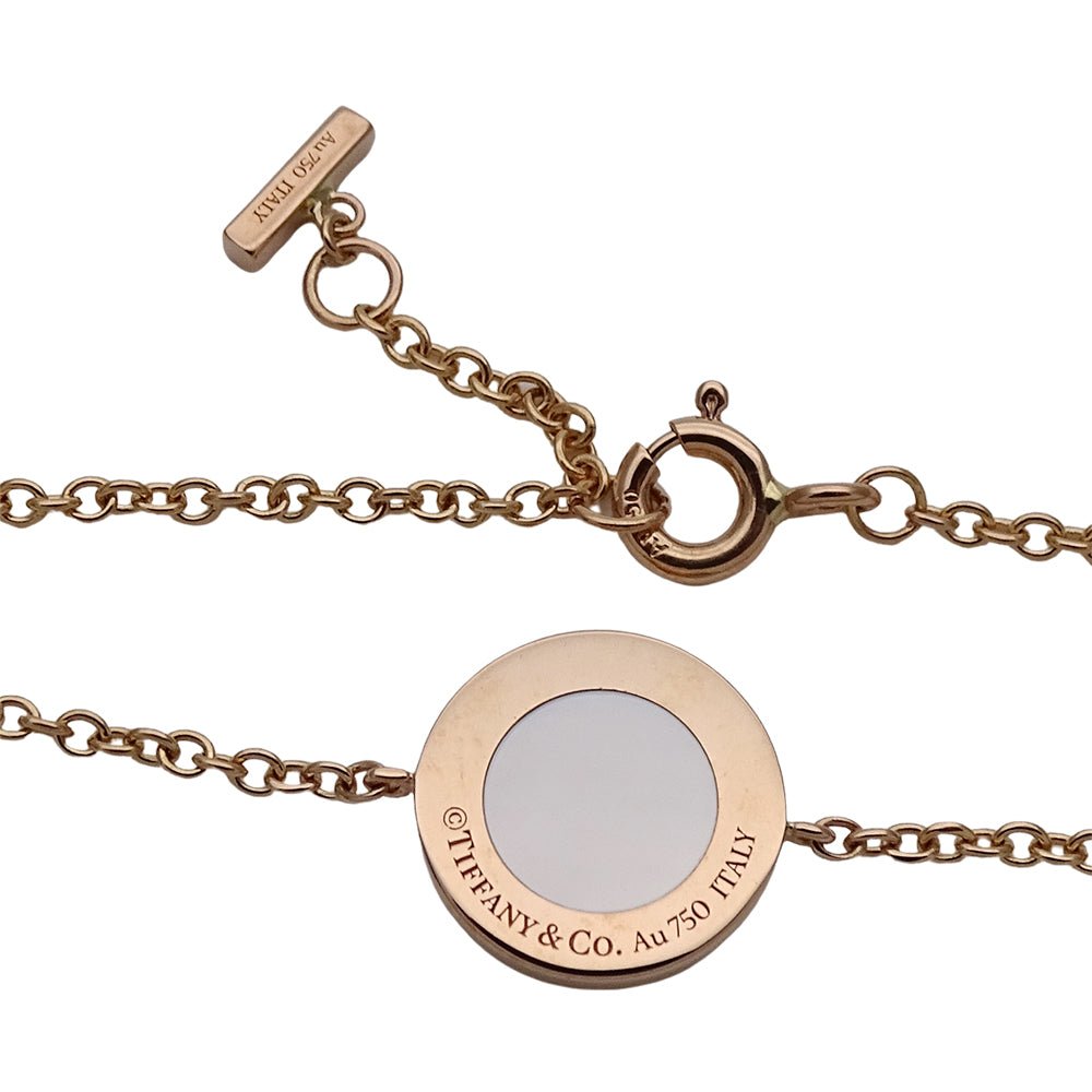 TIFFANY&Co. ティファニー Tトゥ サークル ブレスレット 750PG ピンクゴールド ダイヤモンド マザーオブパール レディース 磨き済み 【中古】