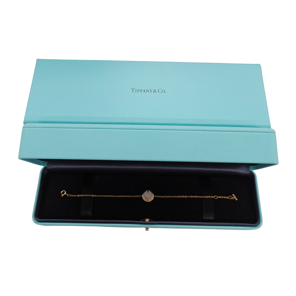 TIFFANY&Co. ティファニー Tトゥ サークル ブレスレット 750PG ピンクゴールド ダイヤモンド マザーオブパール レディース 磨き済み 【中古】