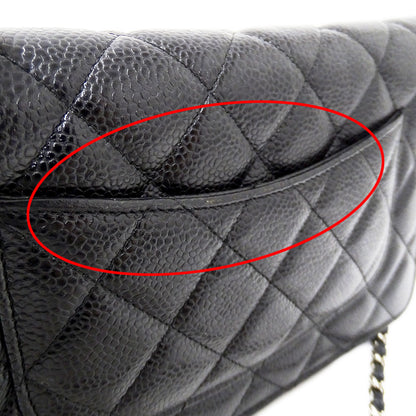 CHANEL シャネル ショルダーウォレット マトラッセ ブラック シルバー金具 キャビアスキン レディース 【中古】