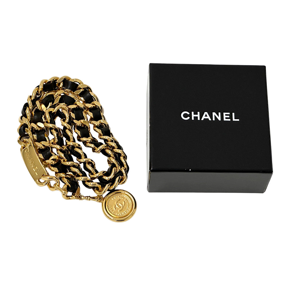 CHANEL シャネル チェーンベルト ベルト カンボン ゴールド ブラック GP レディース 【中古】