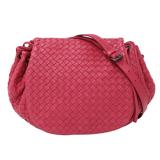 BOTTEGAVENETA ボッテガ・ヴェネタ ショルダーバッグ イントレチャート レッド～ピンク系 レザー レディース 【中古】