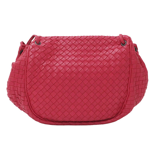 BOTTEGAVENETA ボッテガ・ヴェネタ ショルダーバッグ イントレチャート レッド～ピンク系 レザー レディース 【中古】