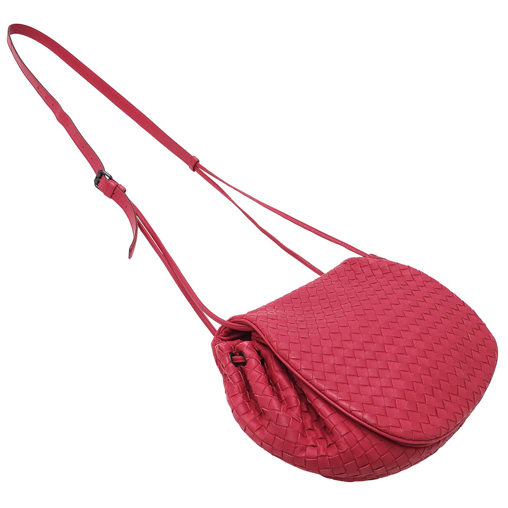 BOTTEGAVENETA ボッテガ・ヴェネタ ショルダーバッグ イントレチャート レッド～ピンク系 レザー レディース 【中古】