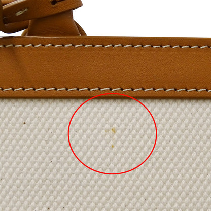CELINE セリーヌ バーティカルカバ ラージ トートバッグ ブラウン アイボリー キャンバス レディース 【中古】